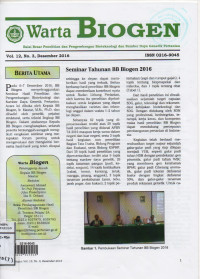 Warta Biogen Vol.12 No.3 Desember 2016