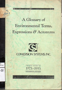 Image of A Glossary OF Environmental Terms Expressions & Acronomys