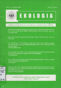 Image of EKOLOGIA,Jurnal ilmiah ilmu dasar dan lingkungan hidup Vol.6, No.2  Oktober 2006