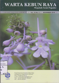 Warta Kebun Raya Majalah Semi Populer vol.16 no.2 November 2018