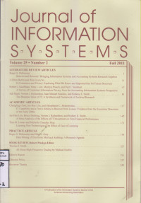 Journal Of Information Systems, Volume 25, Number 2 Fall 2011