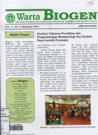 Warta Biogen, Volume 11, No. 3, Desember 2015